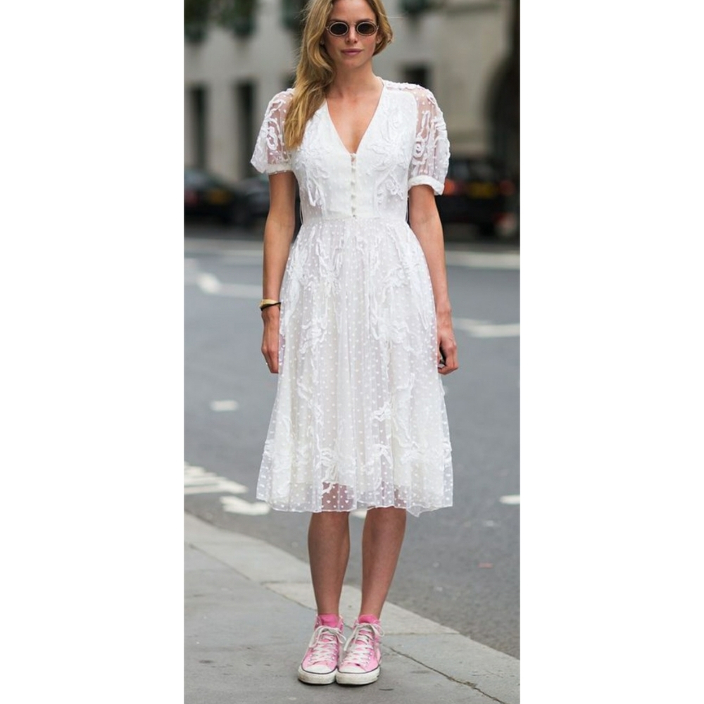 FRNCH PARIS burnout Tropical Leaf print button down midi dress